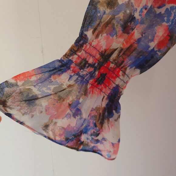 Misa Los Angeles Savanna Dress Floral Print Asymmetrical Ruffle Multicolor M - Picture 5 of 9